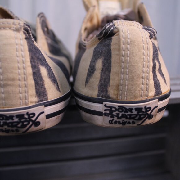 Ed Hardy Black and Cream Striped Sneakers - Picture 4 of 9